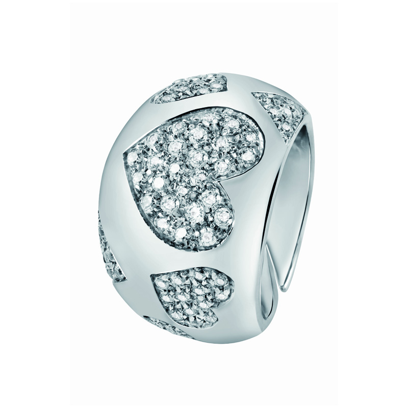 Anello a fascia in argento con pavè di pietre cz color diamante